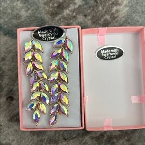 Swarovski Iridescent Multicolor Leaf Drop Earrings